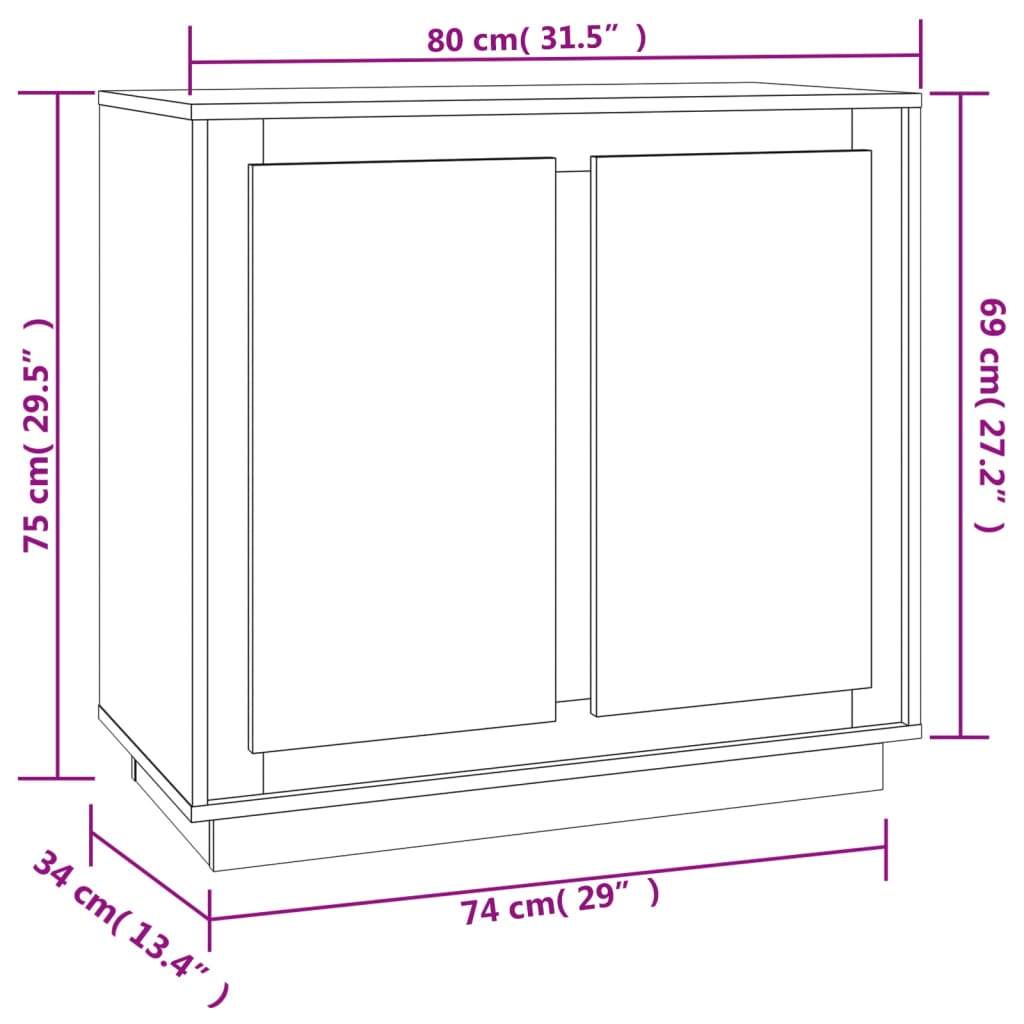 Komoda boja dimljenog hrasta 80 x 34 x 75 cm konstruirano drvo