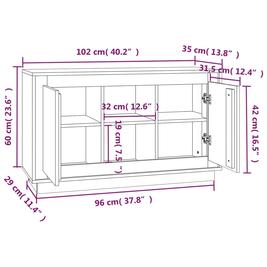 Komoda boja dimljenog hrasta 102x35x60 cm konstruirano drvo