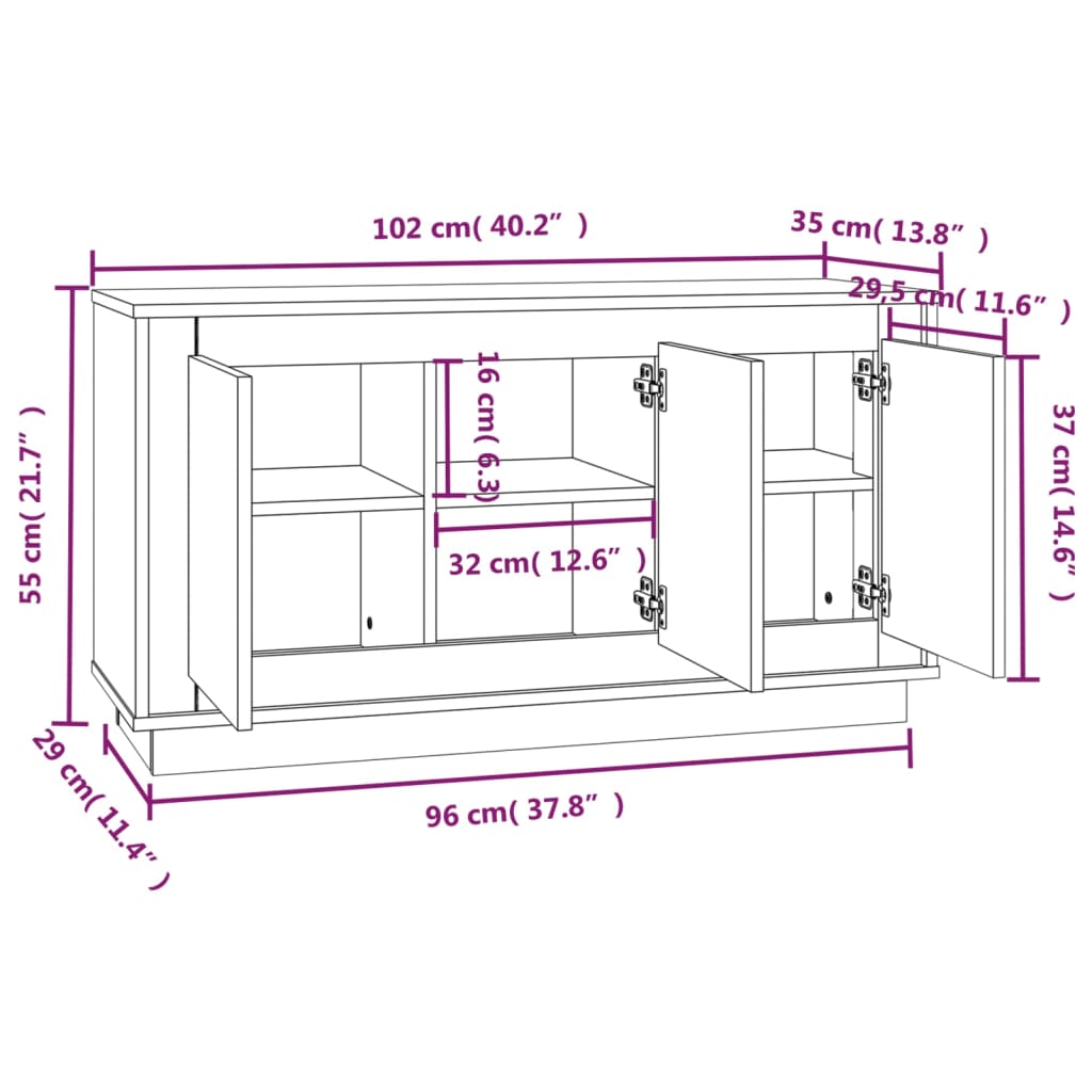 Komoda boja dimljenog hrasta 102x35x55 cm od konstruiranog drva