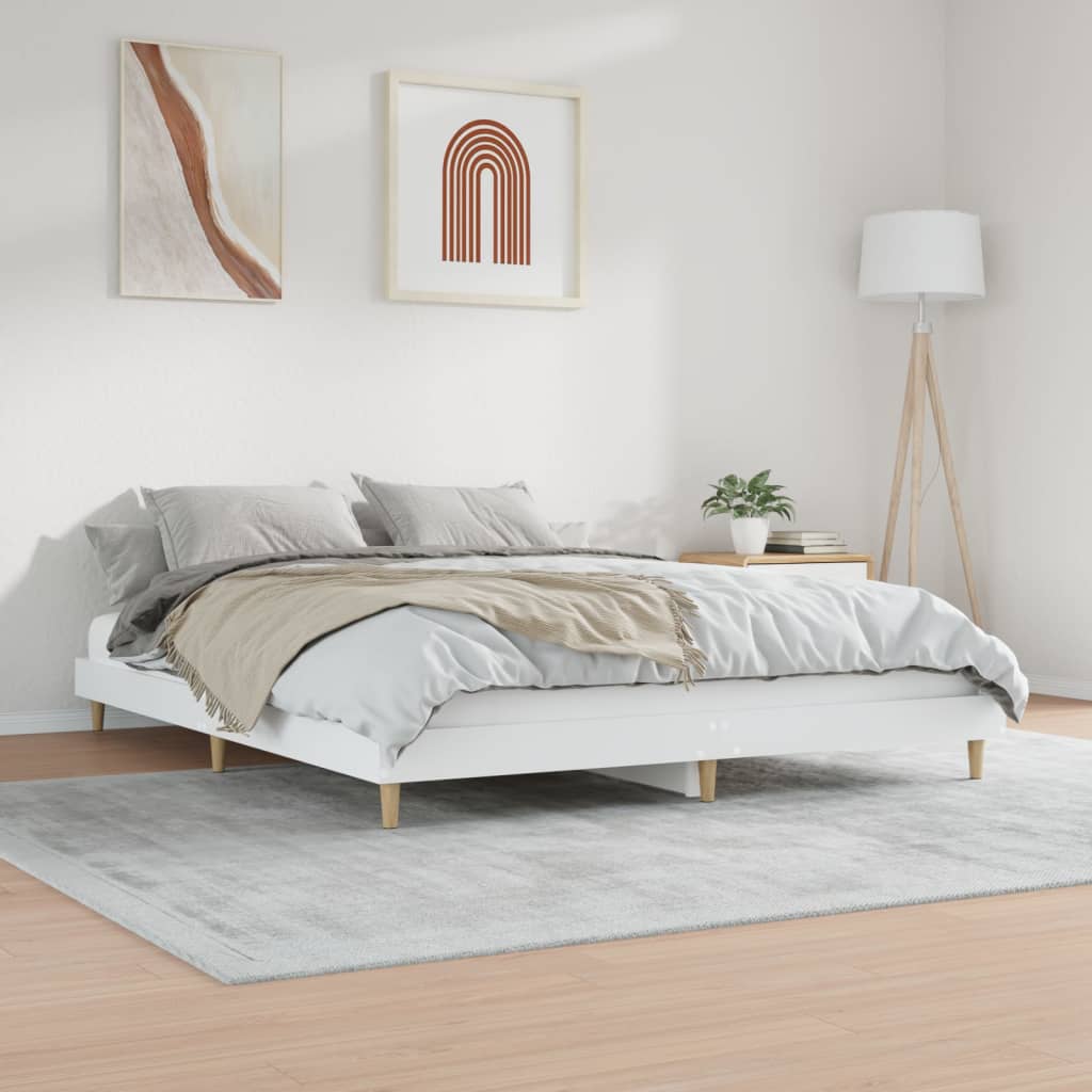 Okvir za krevet bijeli 200 x 200 cm od konstruiranog drva