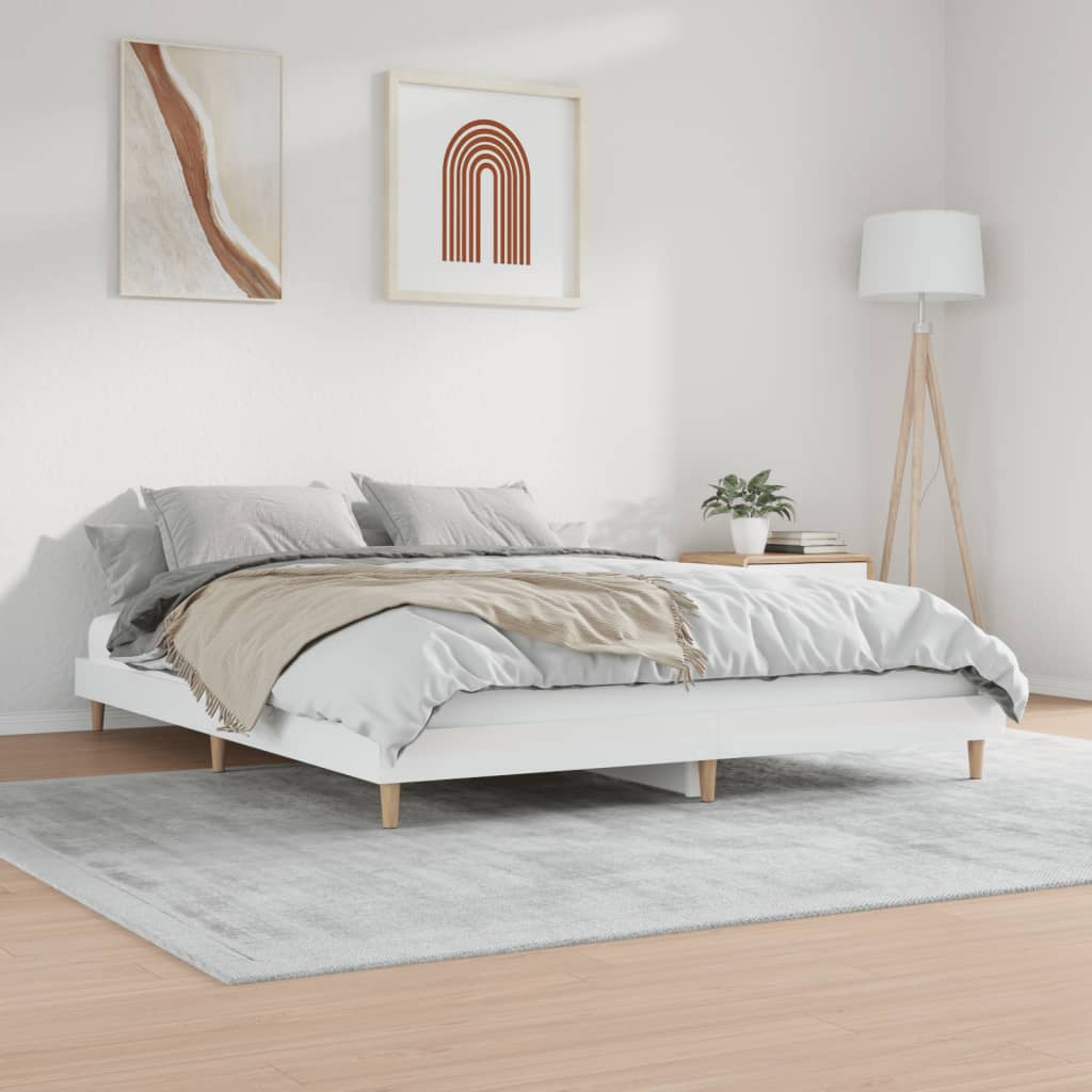 Okvir za krevet visoki sjaj bijeli 220x200 cm konstruirano drvo