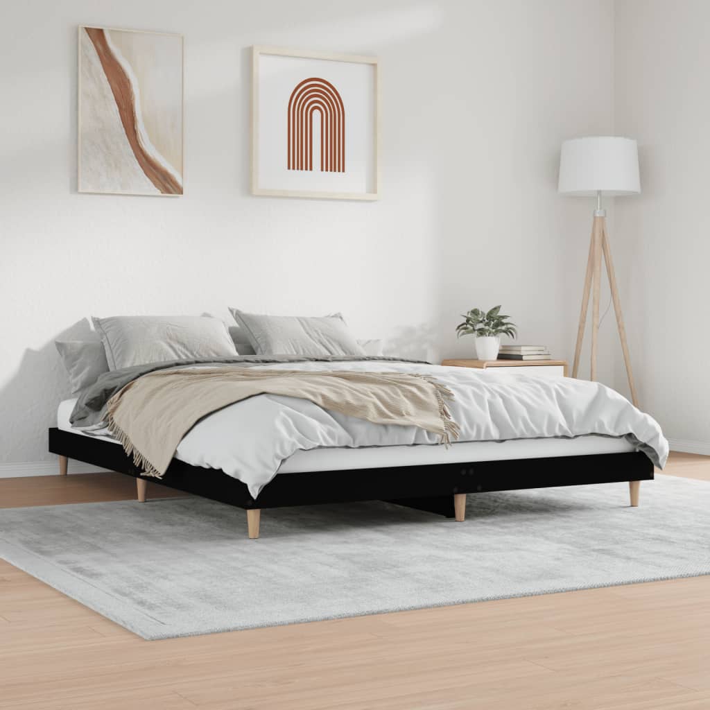 Okvir za krevet crni 150x200 cm konstruirano drvo