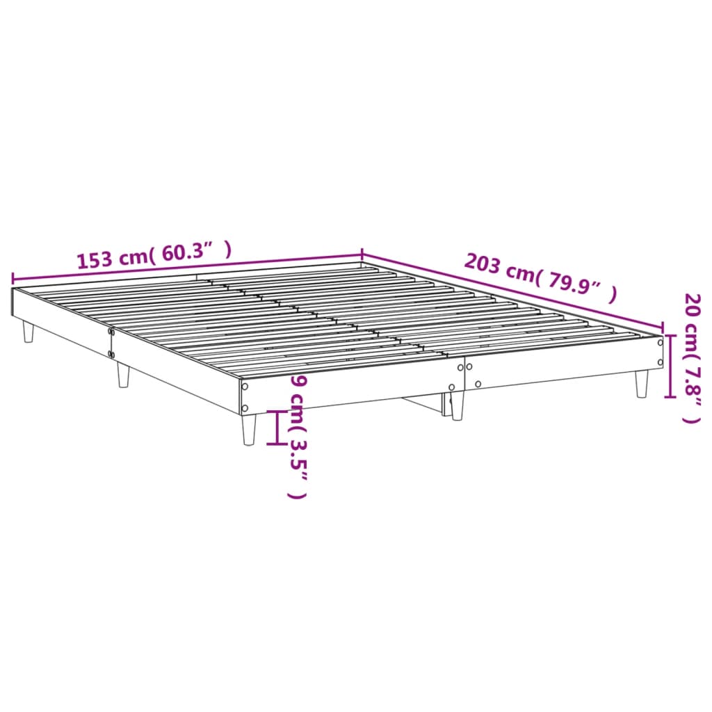 Okvir za krevet crni 150x200 cm konstruirano drvo