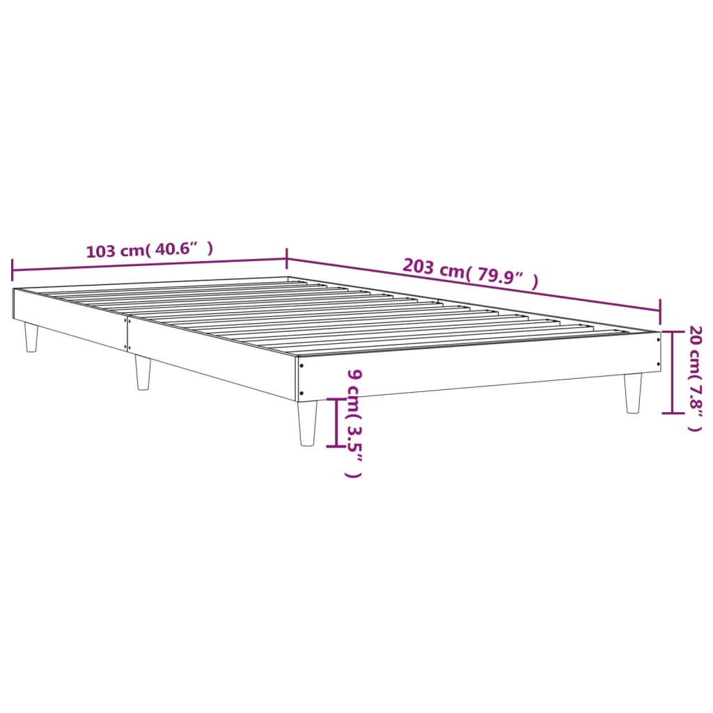 Okvir kreveta bez madraca smeđa boja hrasta 100 x 200 cm drveni