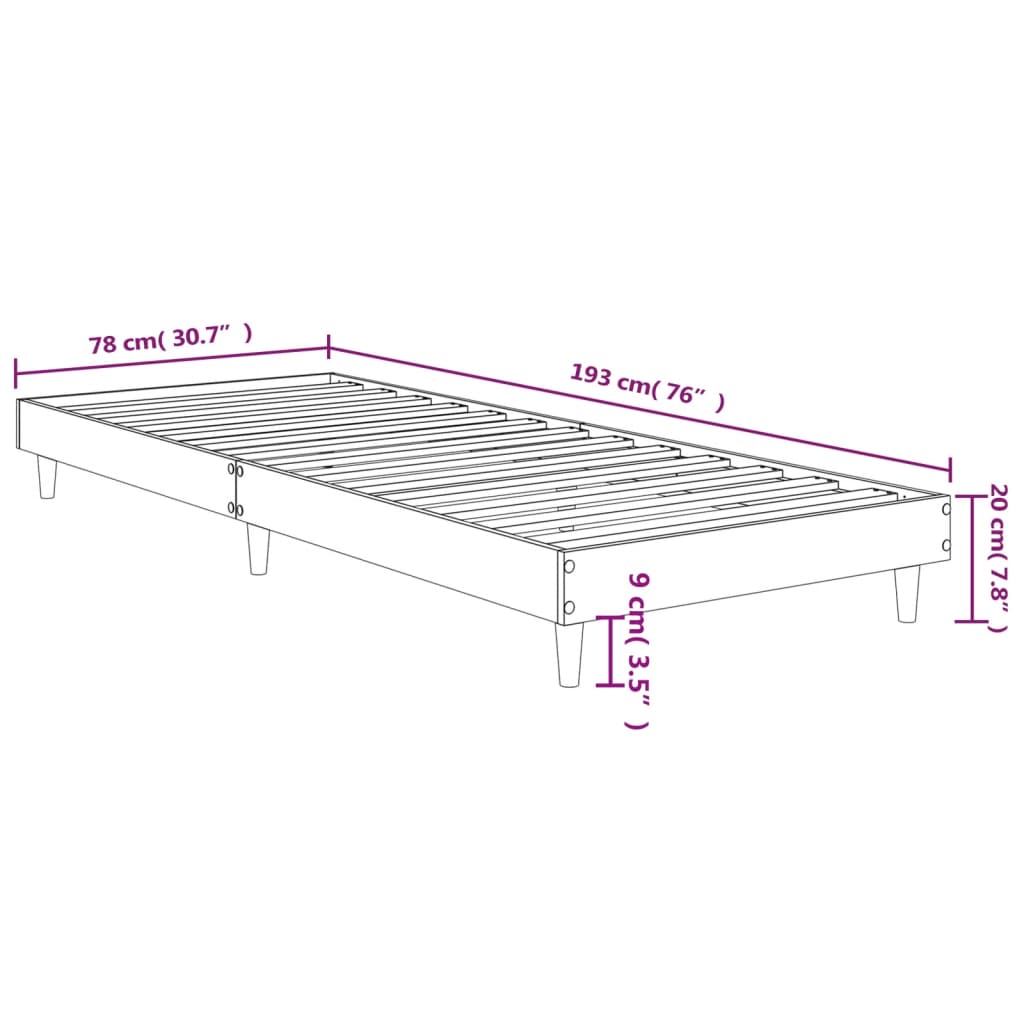 Okvir za krevet bijeli 90x190 cm konstruirano drvo