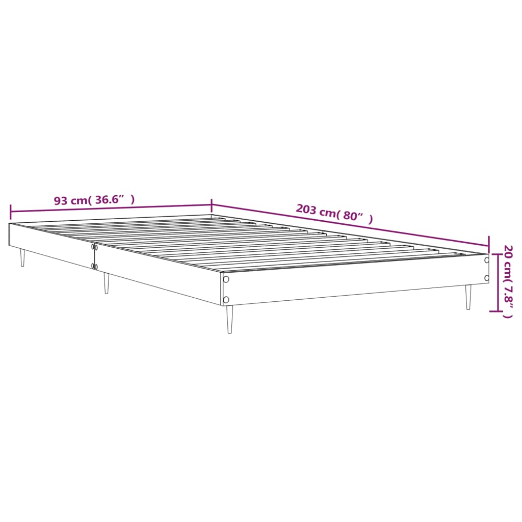 Okvir za krevet bijeli 90x200 cm konstruirano drvo