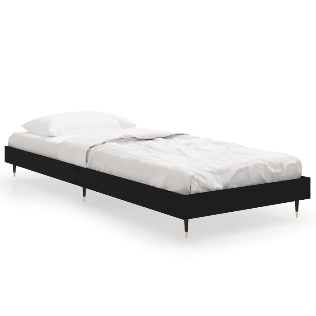 Okvir za krevet crni 75 x 190 cm od konstruiranog drva