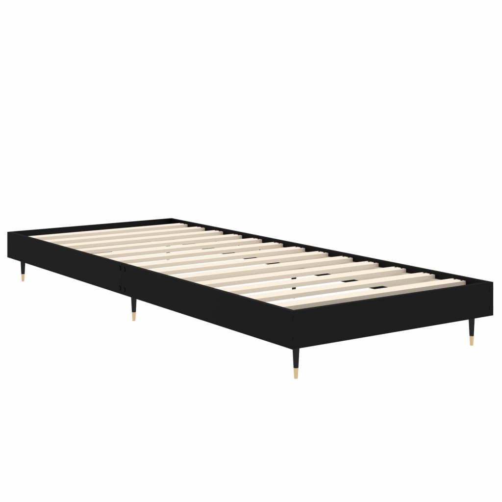 Okvir za krevet crni 75 x 190 cm od konstruiranog drva