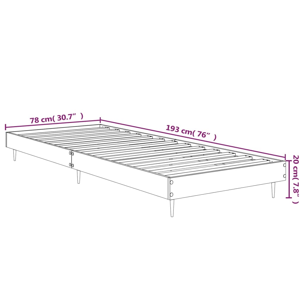 Okvir za krevet visoki sjaj bijeli 75x190 cm konstruirano drvo