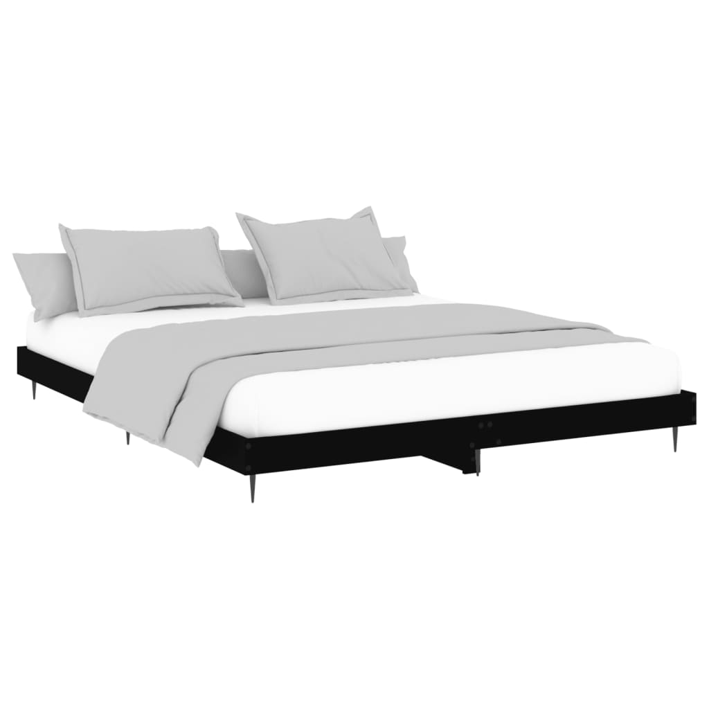 Okvir za krevet crni 200 x 200 cm konstruirano drvo