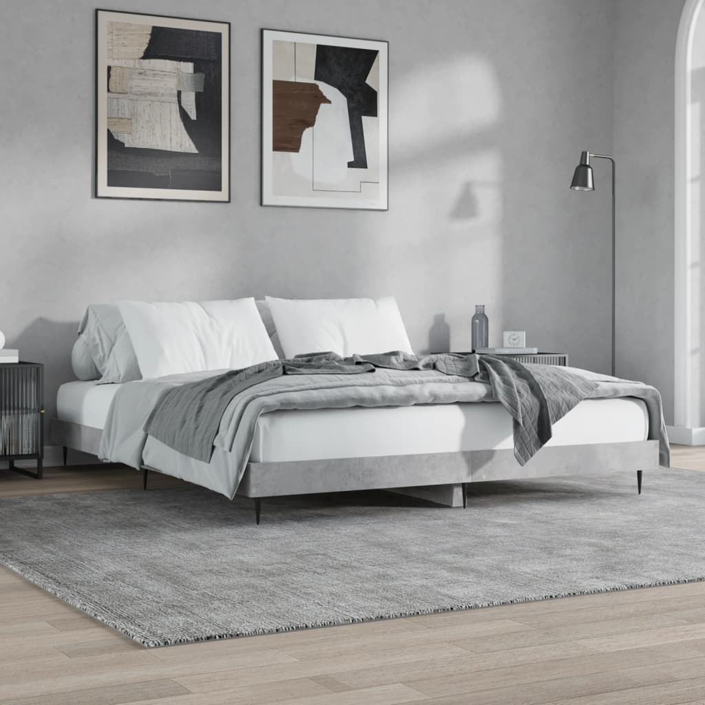 Okvir kreveta siva boja betona 140x200 cm od konstruiranog drva