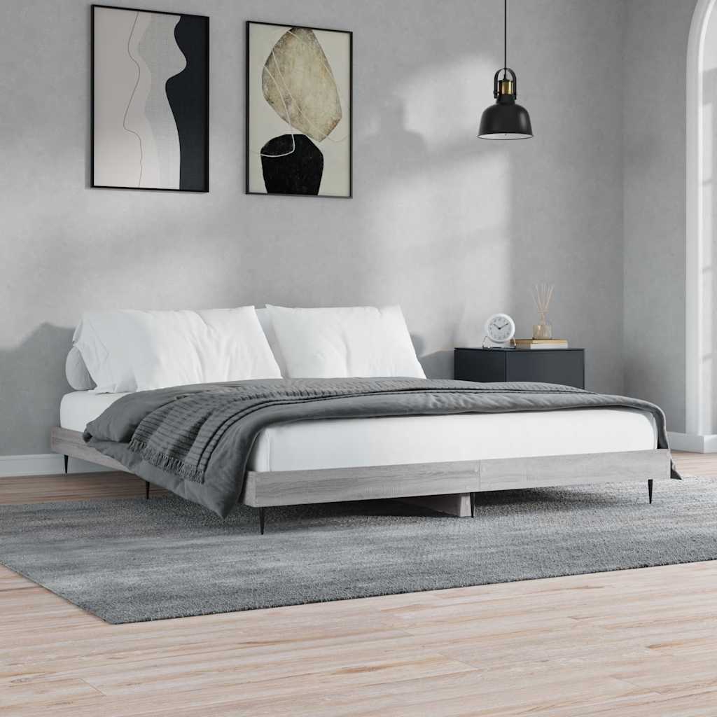Okvir kreveta siva boja hrasta 140 x 200 cm konstruirano drvo