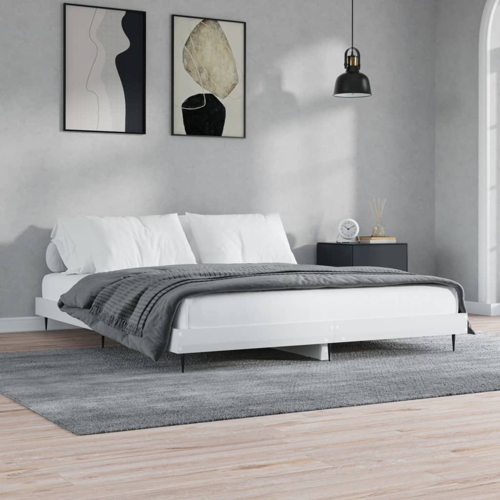 Okvir kreveta visoki sjaj bijeli 120x200 cm konstruirano drvo