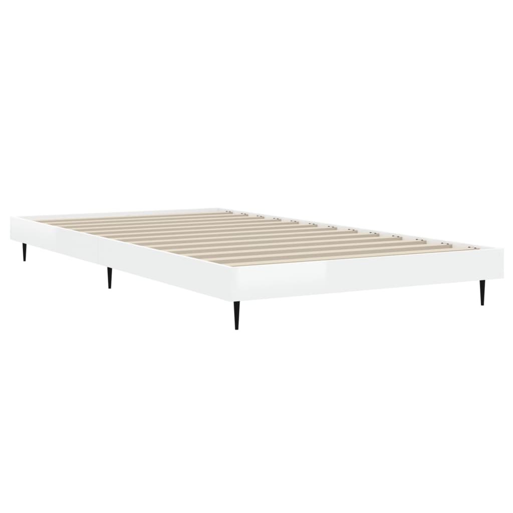 Okvir za krevet visoki sjaj bijeli 90x200 cm konstruirano drvo