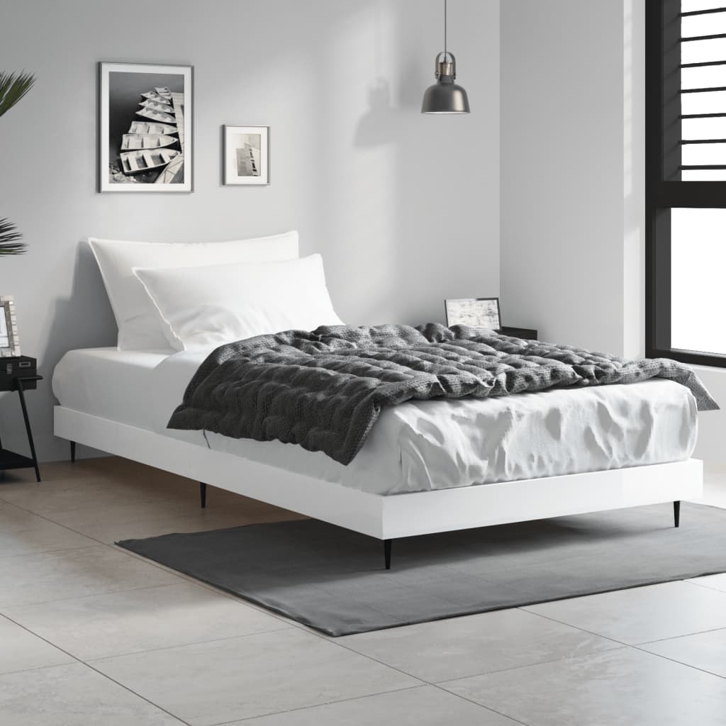 Okvir za krevet visoki sjaj bijeli 90x200 cm konstruirano drvo