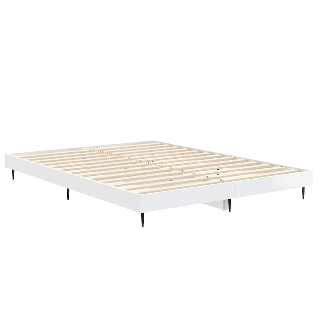 Okvir za krevet visoki sjaj bijeli 140x190 cm konstruirano drvo