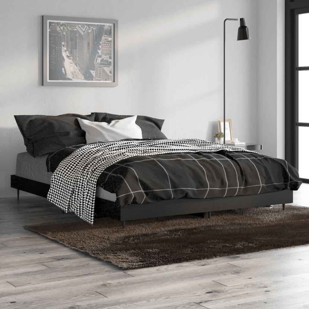 Okvir za krevet crni 135x190 cmkonstruirano drvo