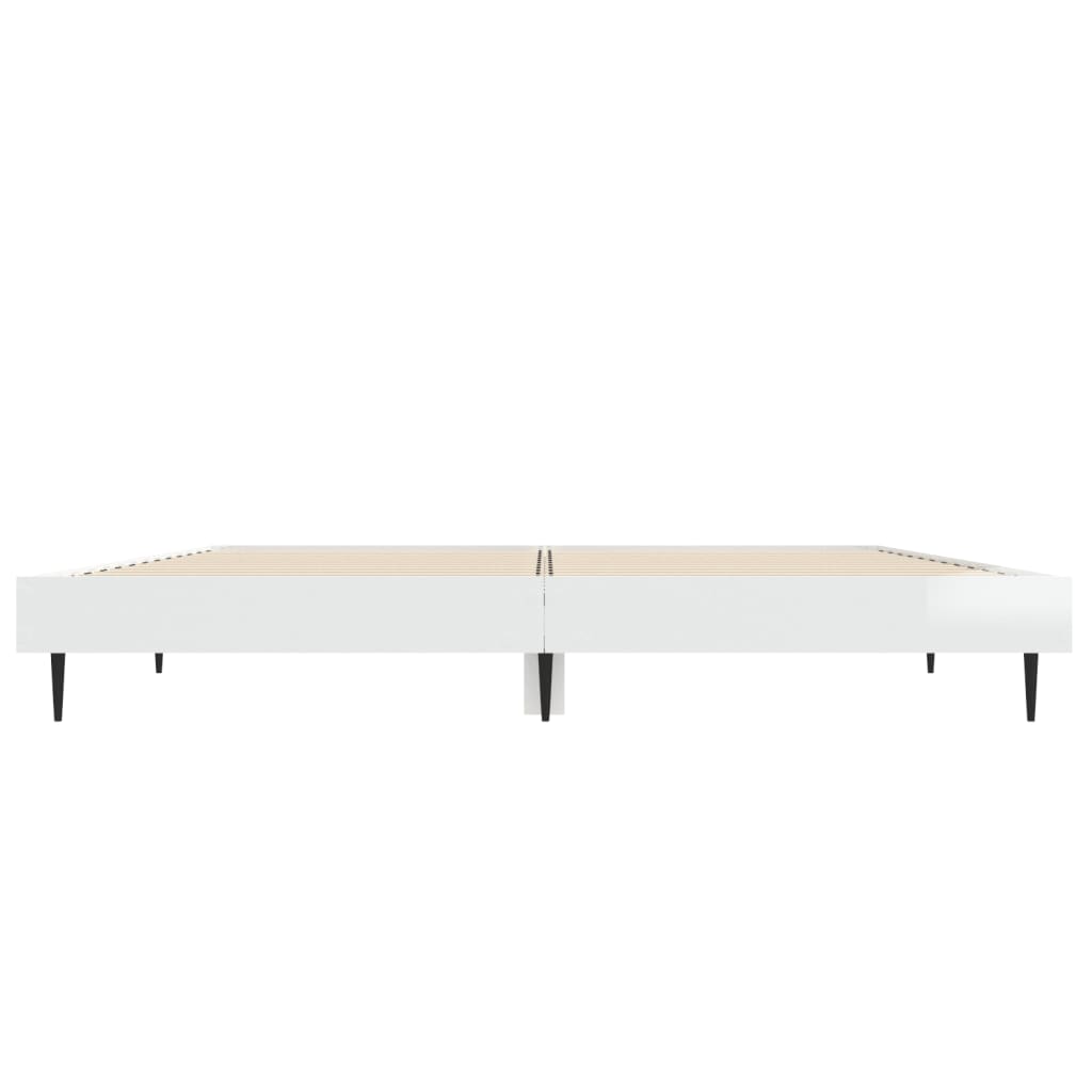 Okvir kreveta visoki sjaj bijeli 135 x 190 cm konstruirano drvo