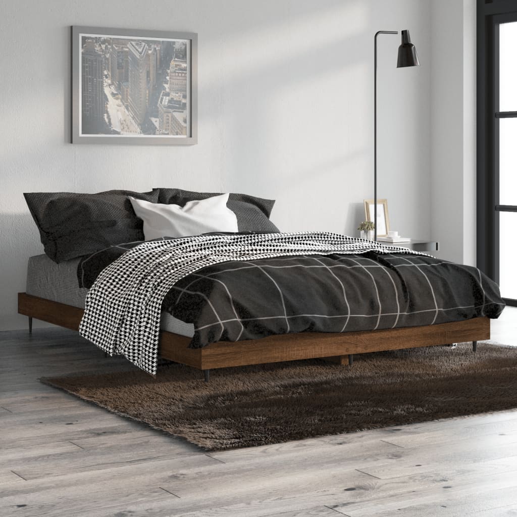 Okvir za krevet smeđi hrast 135x190 cm konstruirano drvo
