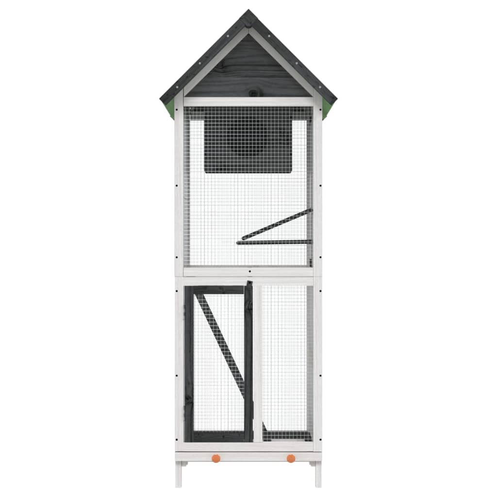 Kućica za ptice siva 60 x 58,5 x 160 cm od masivne borovine