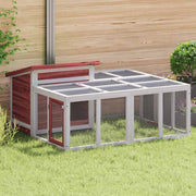 Kavez za zečeve boja kave 144 x 123 x 67,5 cm masivna borovina