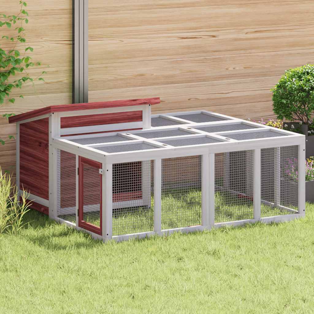 Kavez za zečeve boja kave 144 x 123 x 67,5 cm masivna borovina