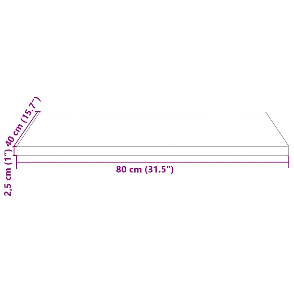 Ploča za stol 80 x 40 x 2,5 cm od masivne borovine pravokutna