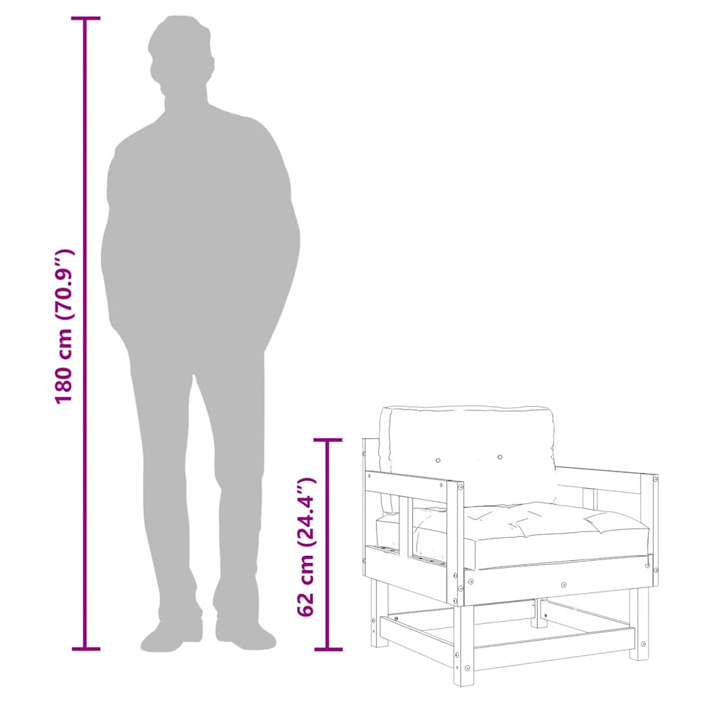 Vrtne stolice s jastucima 2 kom sive od masivne borovine