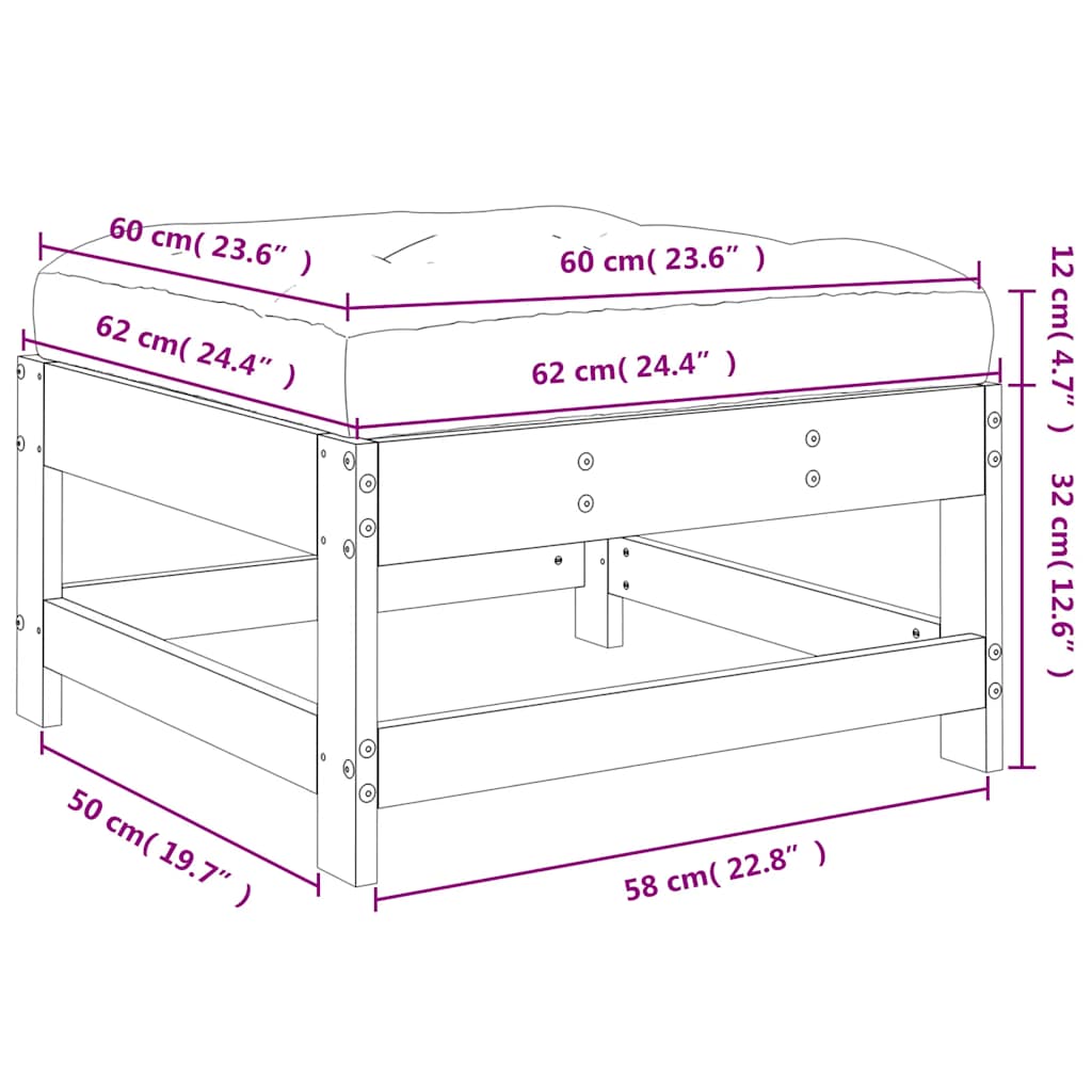 Vrtni tabure s jastukom smeđa boja meda od masivne borovine