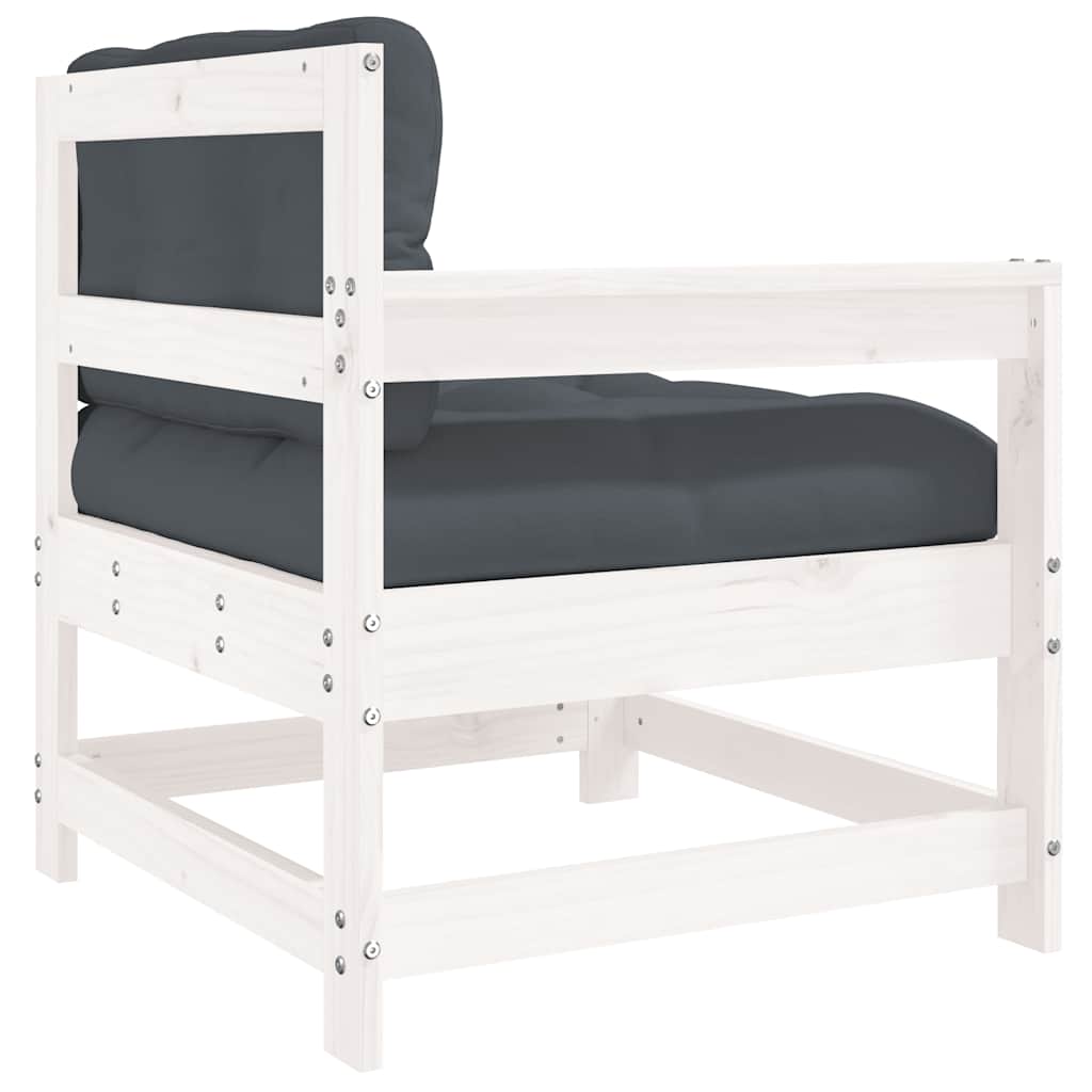 Vrtna stolica s jastucima bijela od masivne borovine