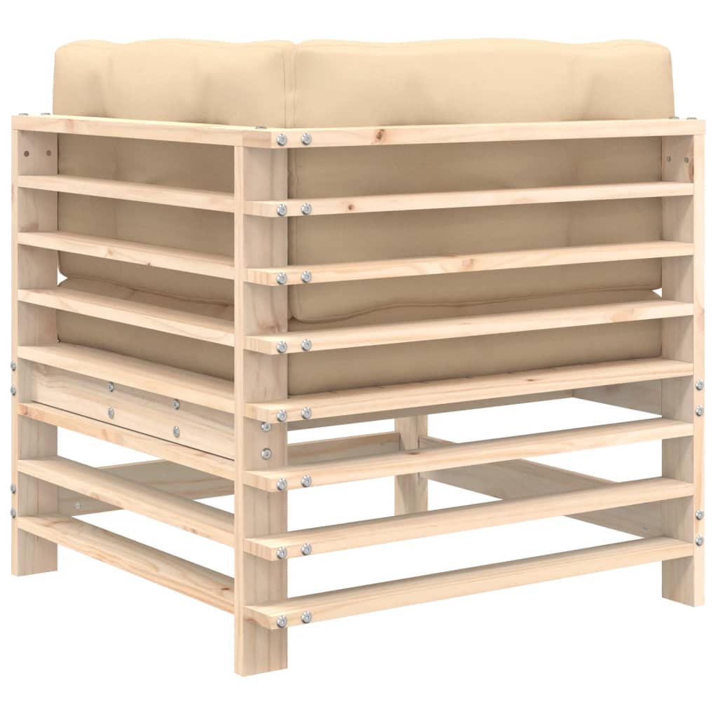 Kutna sofa od masivne borovine s jastucima