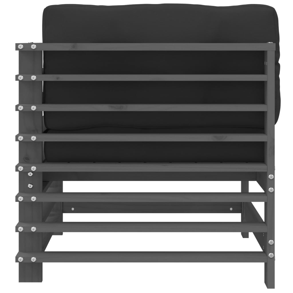 Kutna sofa od masivne borovine s jastucima siva