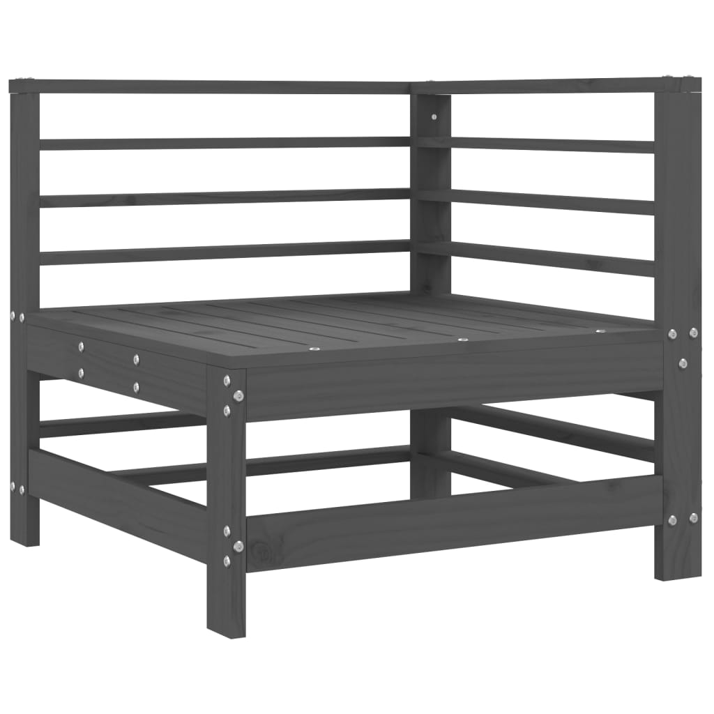 Kutna sofa od masivne borovine s jastucima siva