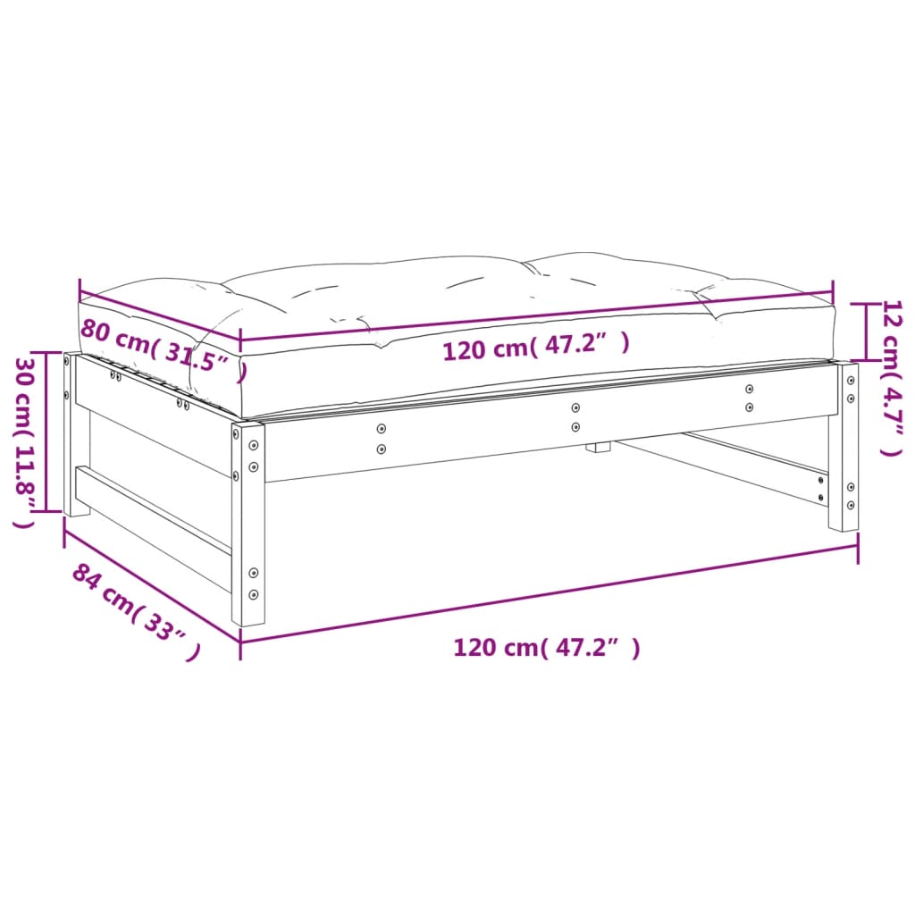 Vrtni tabure 120 x 80 cm od impregnirane borovine