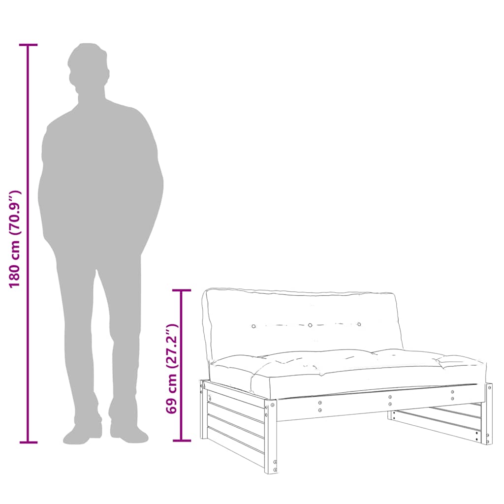 Srednja sofa bijela 120x80 cm od masivne borovine