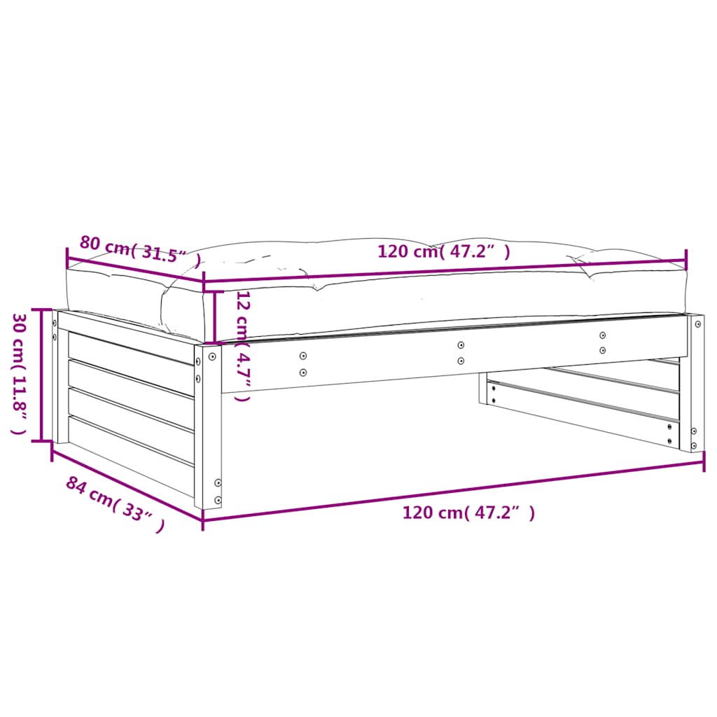 Vrtni tabure boja meda 120 x 80 cm od masivne borovine