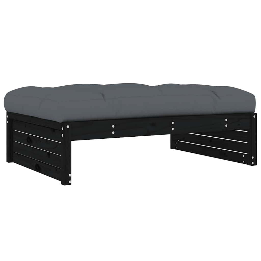 Vrtni tabure crni 120 x 80 cm od masivne borovine