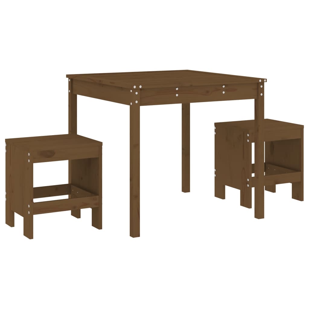 3-dijelni vrtni bistro set boja meda od masivne borovine
