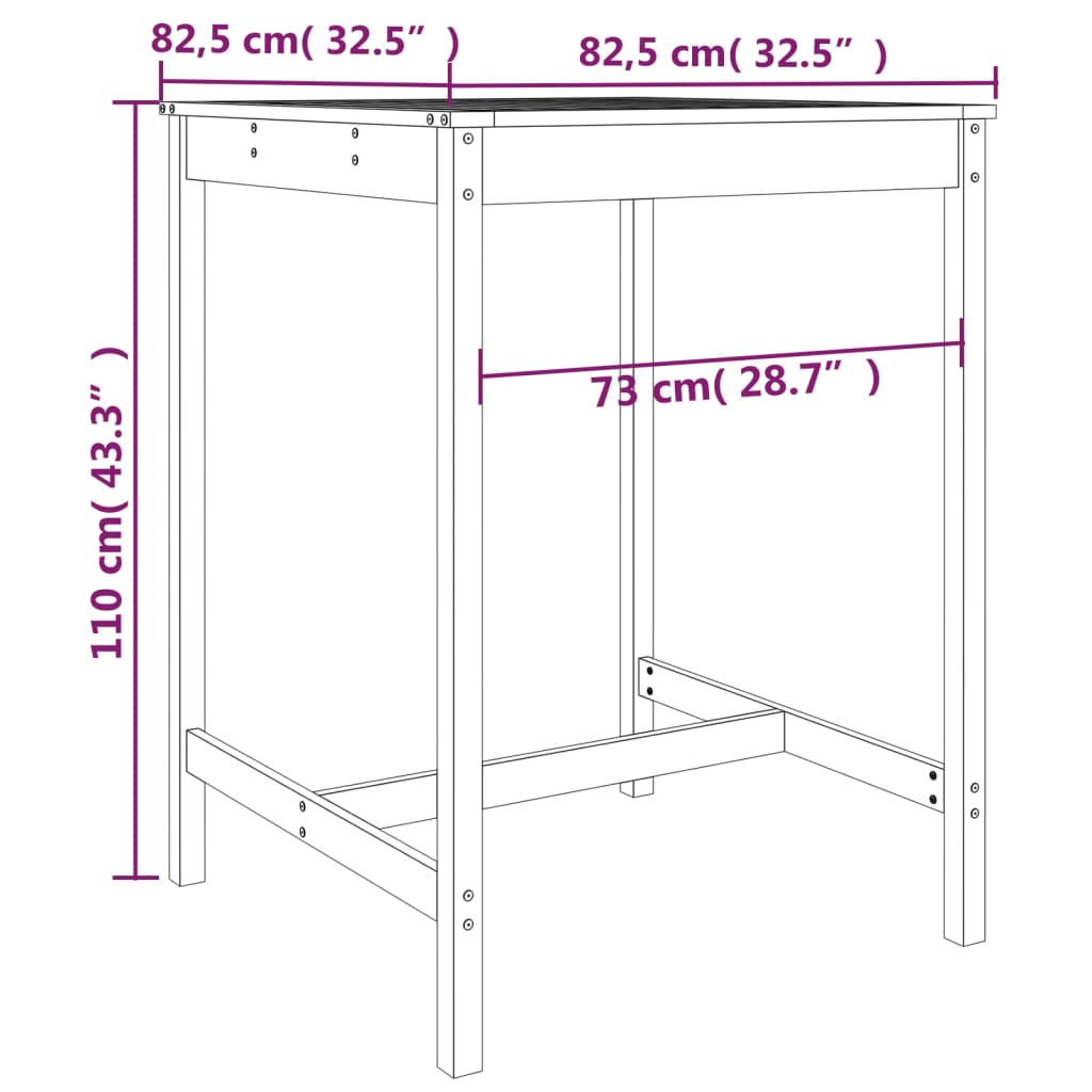 5-dijelni vrtni barski set boja meda od masivne borovine
