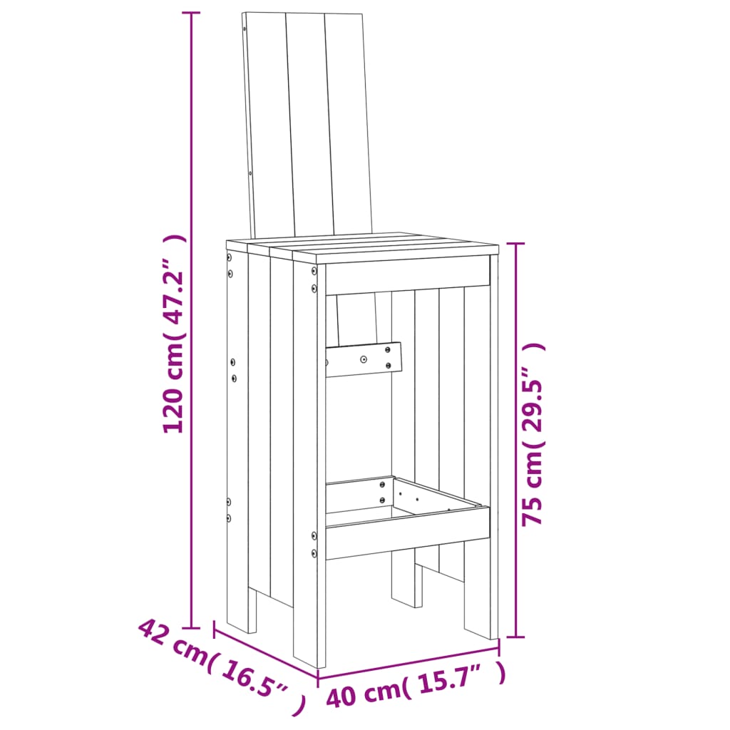 3-dijelni vrtni barski set sivi od masivne borovine