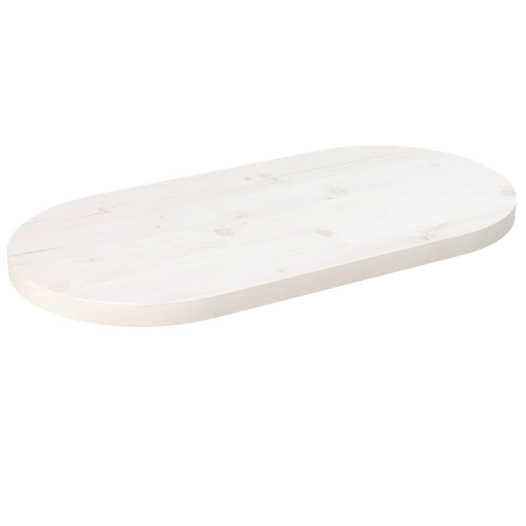 Ploča za stol bijela 60x30x2,5 cm od masivne borovine ovalna