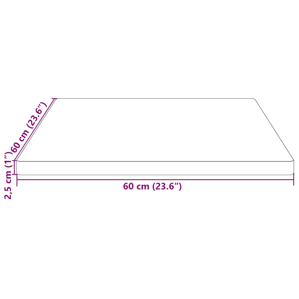 Ploča za stol 60 x 60 x 2,5 cm od masivne borovine četvrtasta