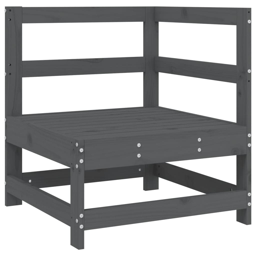 Kutna vrtna sofa siva od masivne borovine