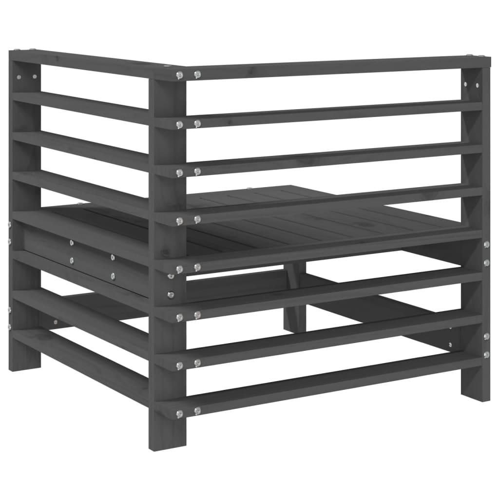 Kutna vrtna sofa siva od masivne borovine