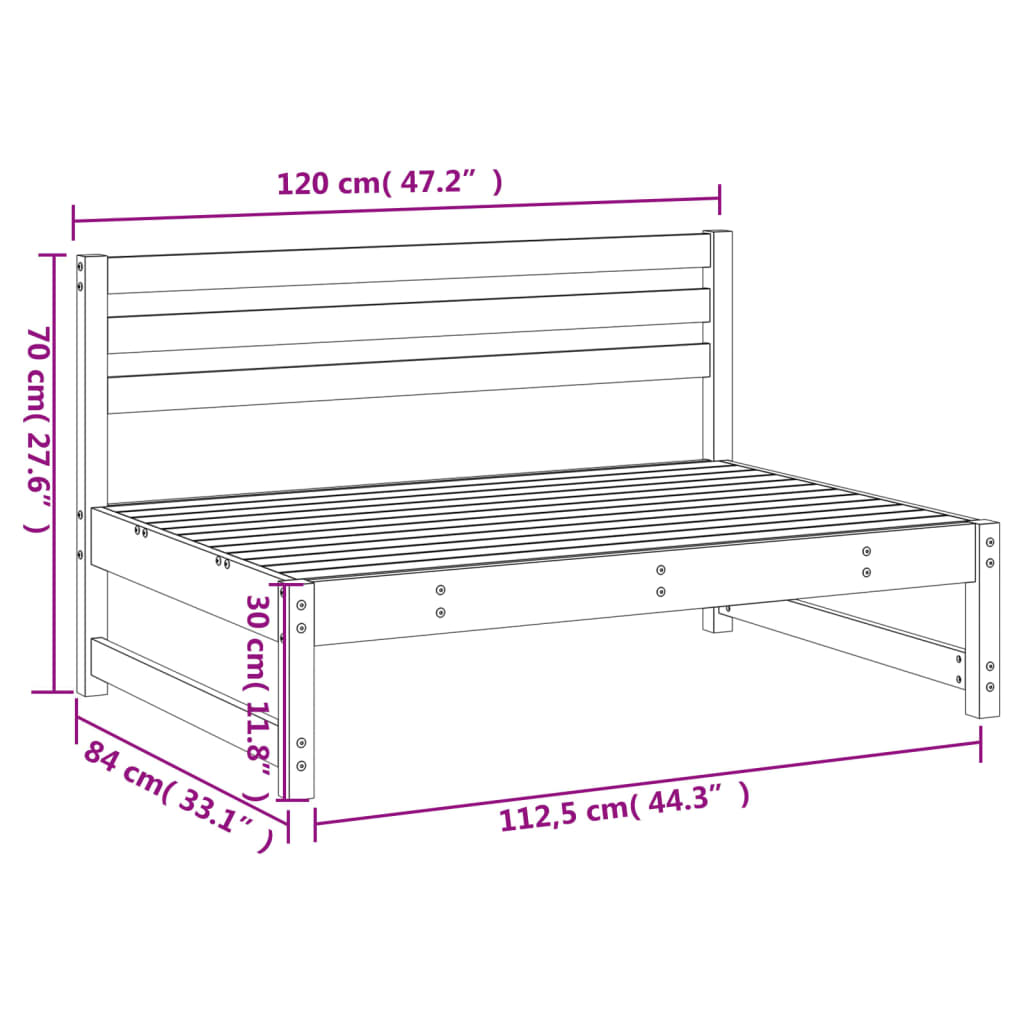 Srednja vrtna sofa 120 x 80 cm od impregnirane borovine