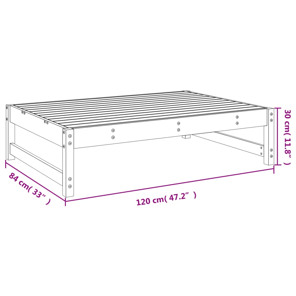 Vrtni tabure crni 120 x 80 cm od masivne borovine