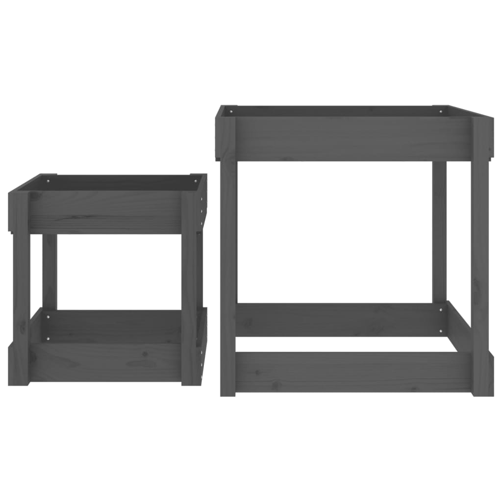 Stolovi za pijesak 2 kom sivi od masivne borovine