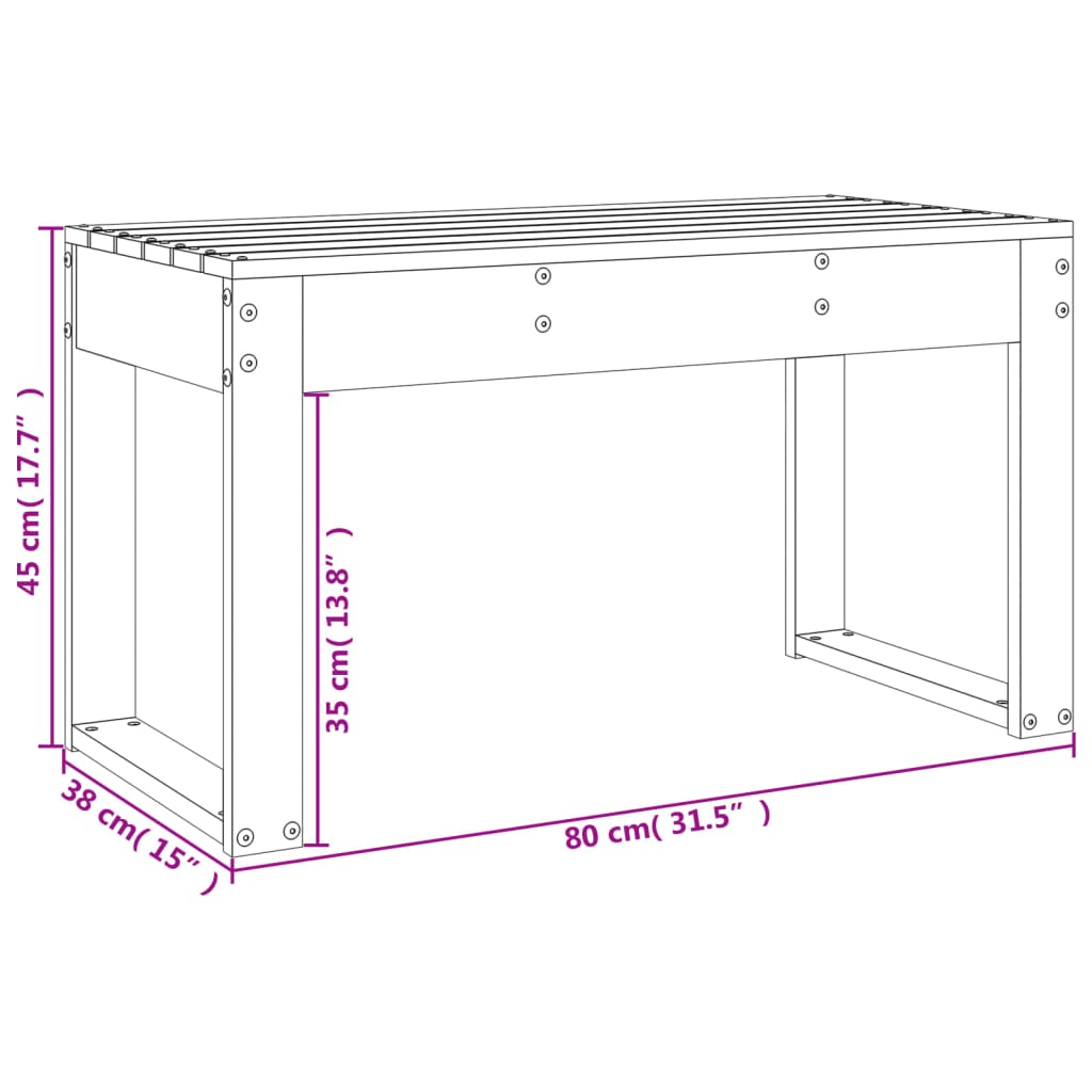 Vrtna klupa bijela 80 x 38 x 45 cm od masivne borovine