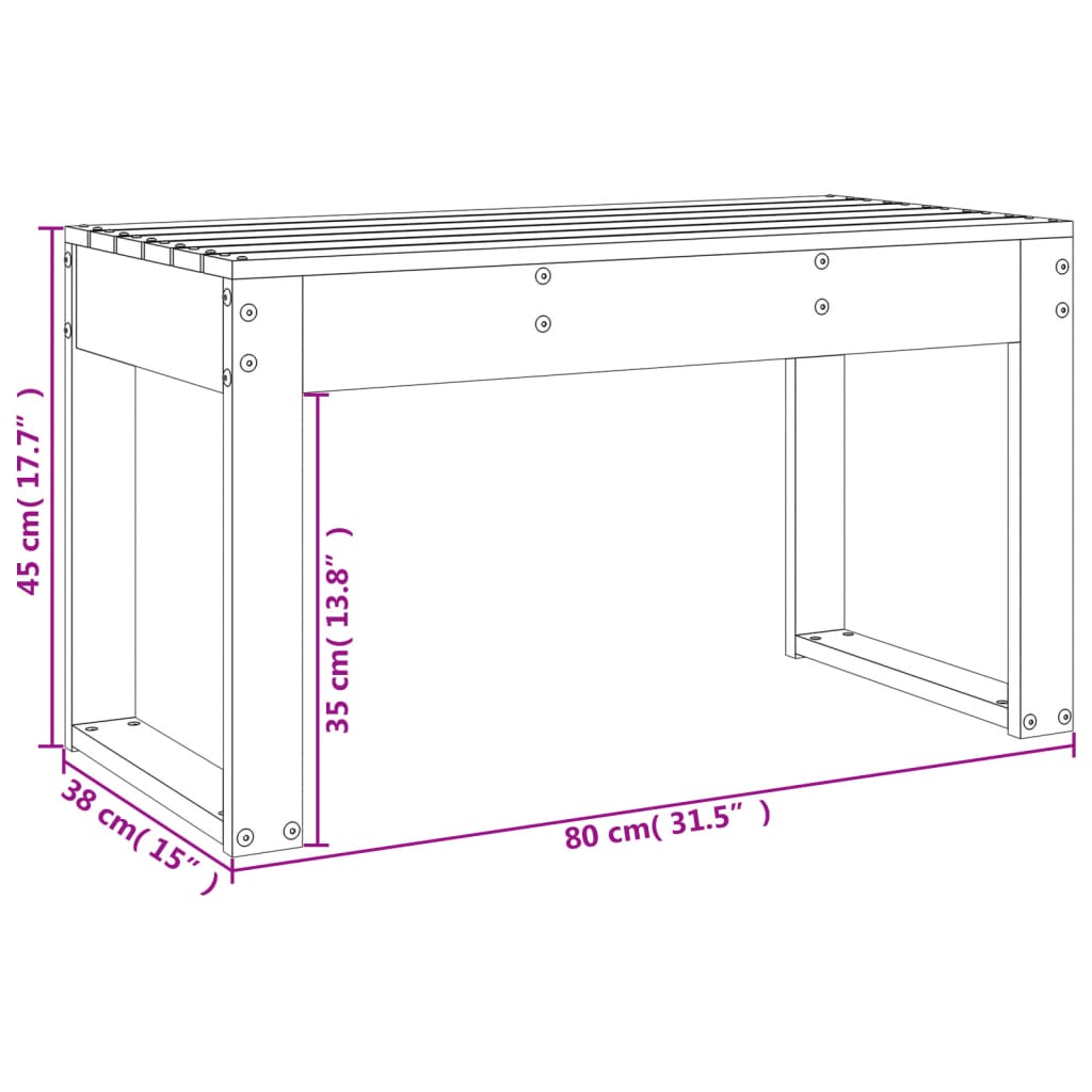Vrtna klupa boja meda 80 x 38 x 45 cm od masivne borovine
