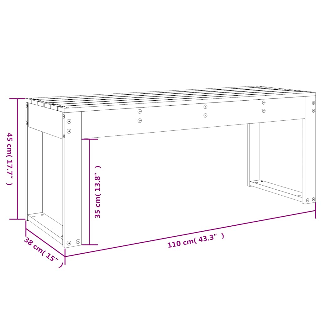 Vrtna klupa 110 x 38 x 45 cm od masivne borovine